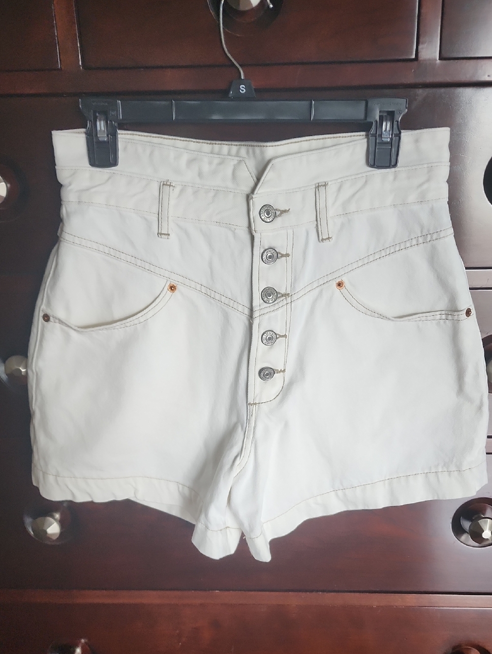 Abercrombie & Fitch High-Waist White Button-Fly Shorts